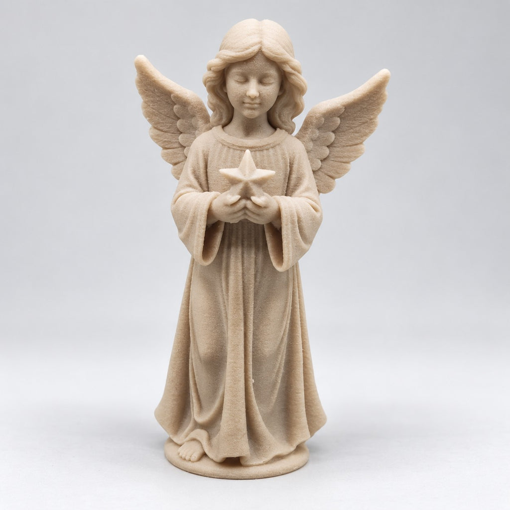 Angel with Star Statue | 3D Printed Little Angel Figurine | Christmas & Memorial Decor