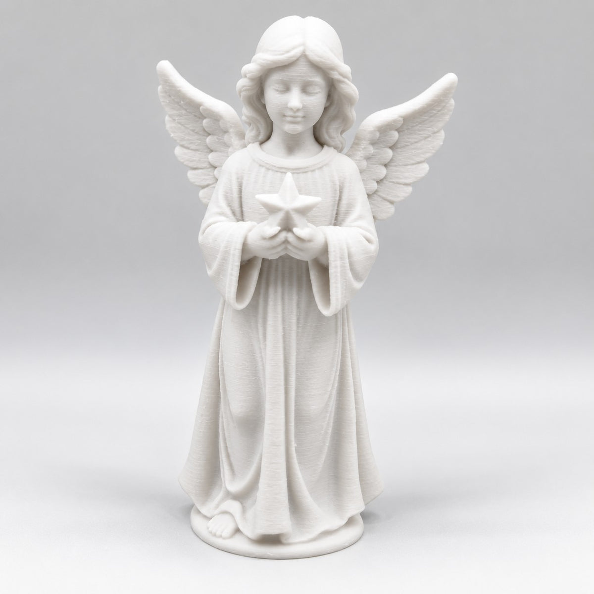 Angel with Star Statue | 3D Printed Little Angel Figurine | Christmas & Memorial Decor
