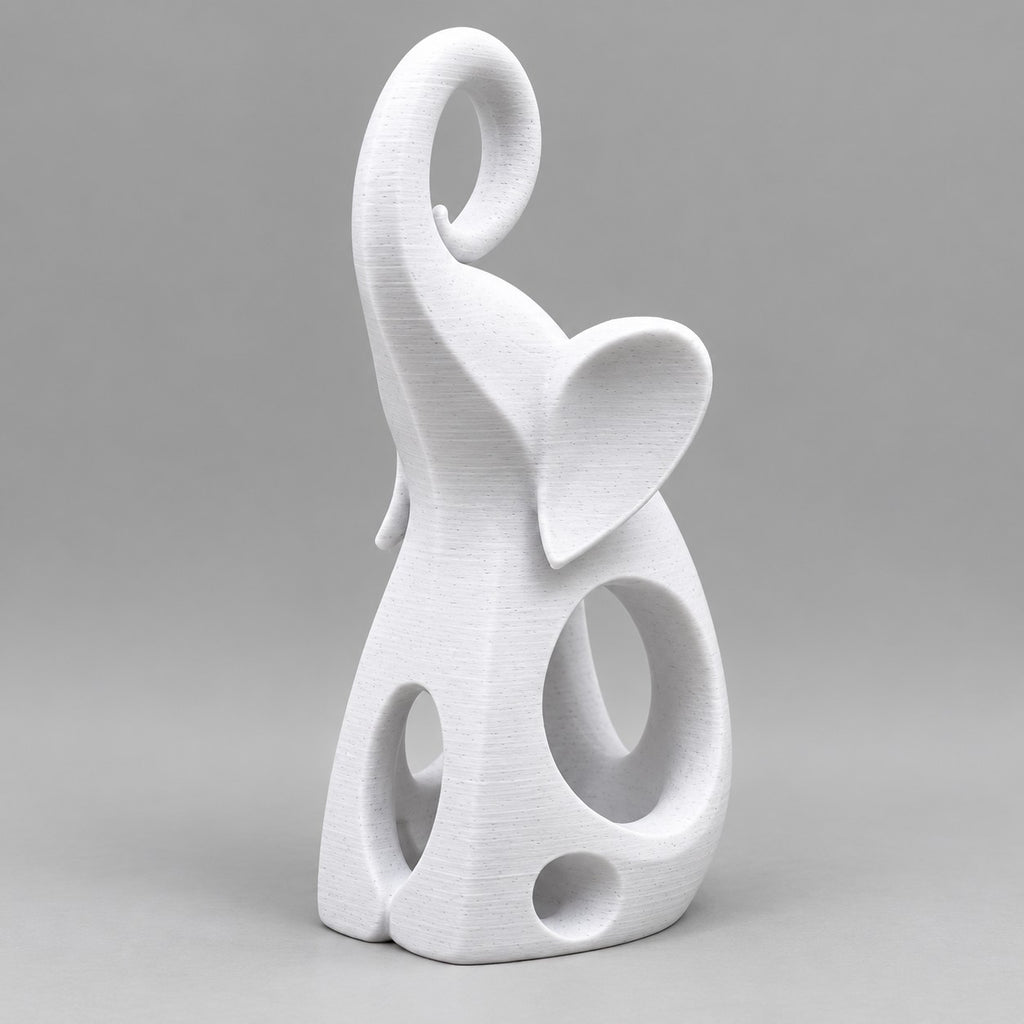 Elephant Sculpture | Modern Abstract 3D Printed Elephant Statue | Good Luck Shelf Decor