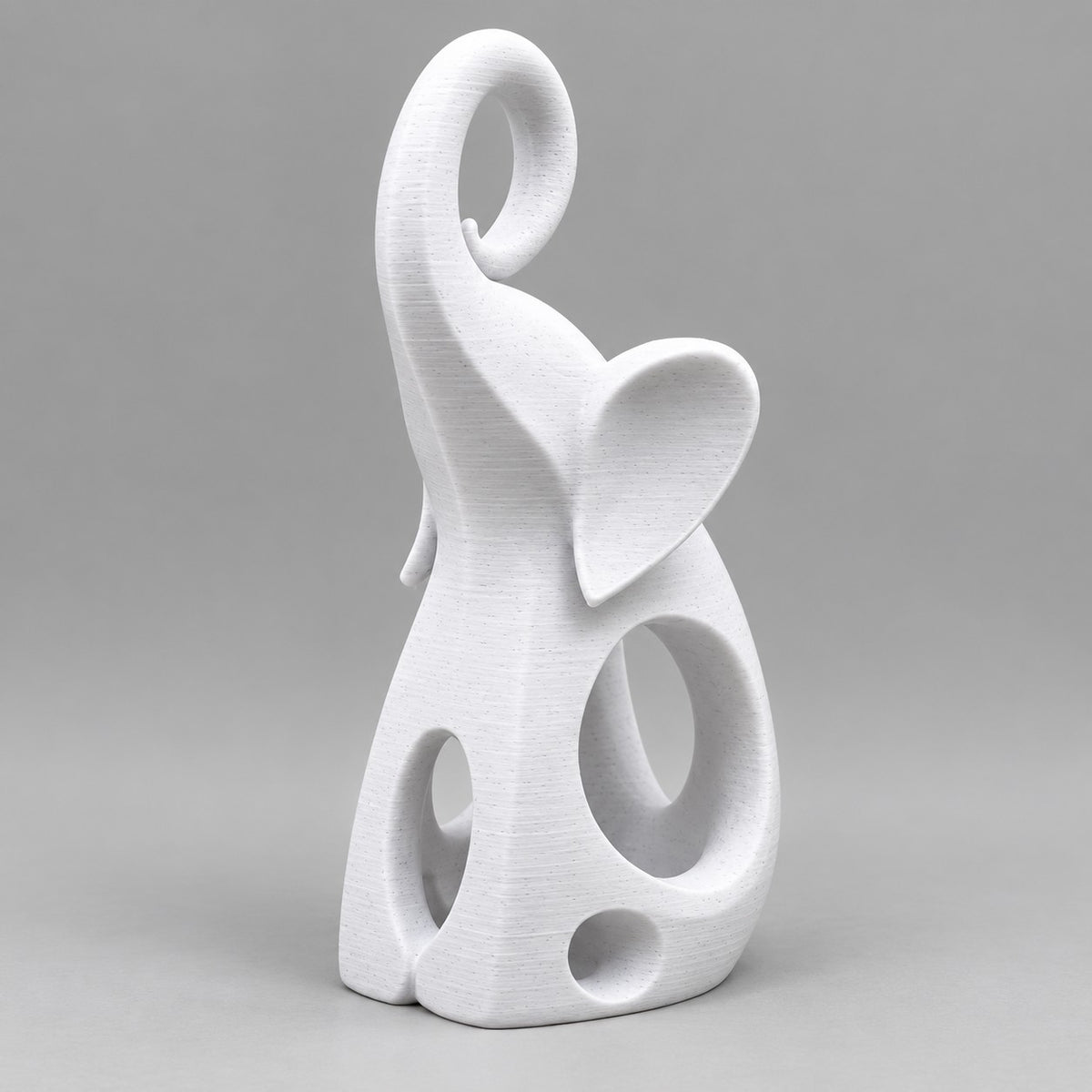 Elephant Sculpture | Modern Abstract 3D Printed Elephant Statue | Good Luck Shelf Decor
