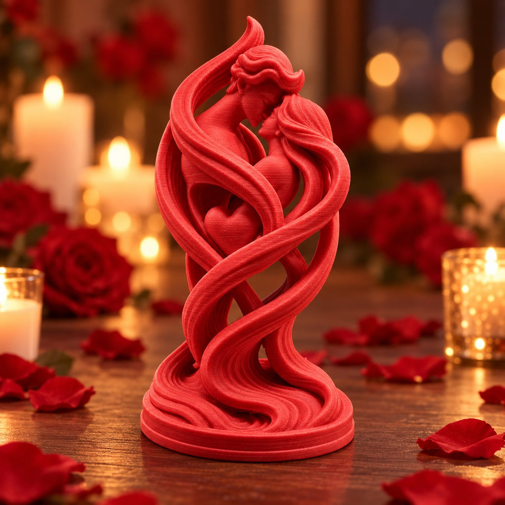 Lovers Embrace Sculpture | 3D Printed Romantic Couple Statue | Anniversary & Wedding Gift