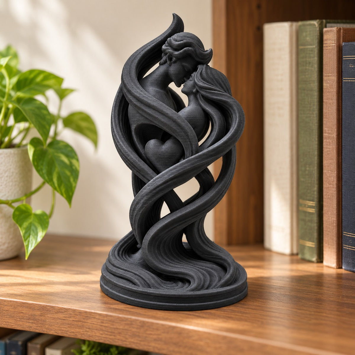 Lovers Embrace Sculpture | 3D Printed Romantic Couple Statue | Anniversary & Wedding Gift