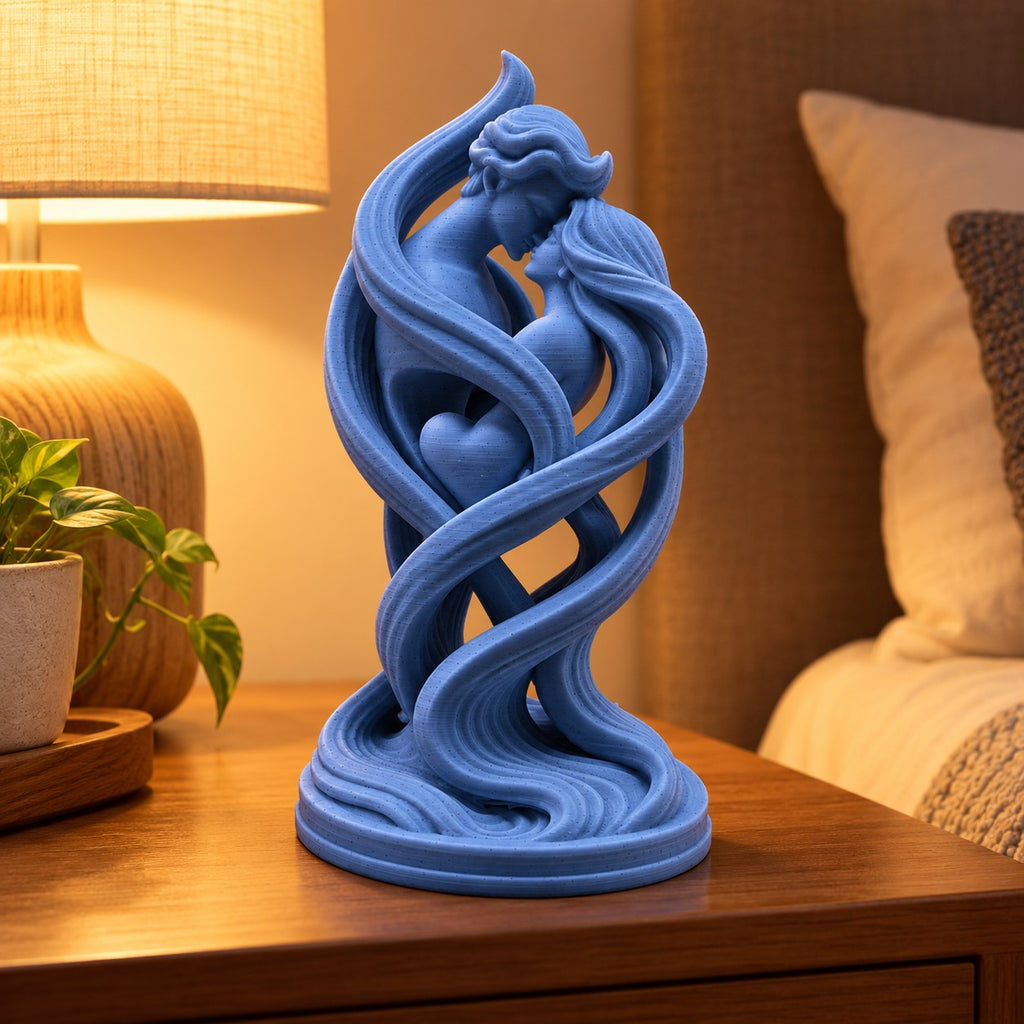 Lovers Embrace Sculpture | 3D Printed Romantic Couple Statue | Anniversary & Wedding Gift