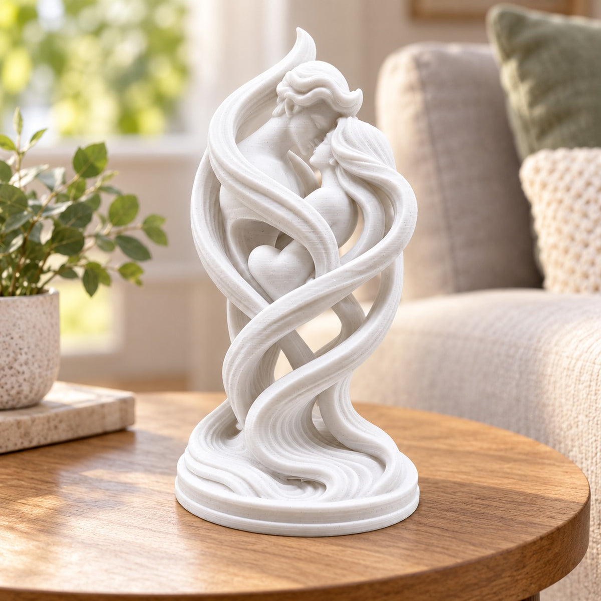 Lovers Embrace Sculpture | 3D Printed Romantic Couple Statue | Anniversary & Wedding Gift