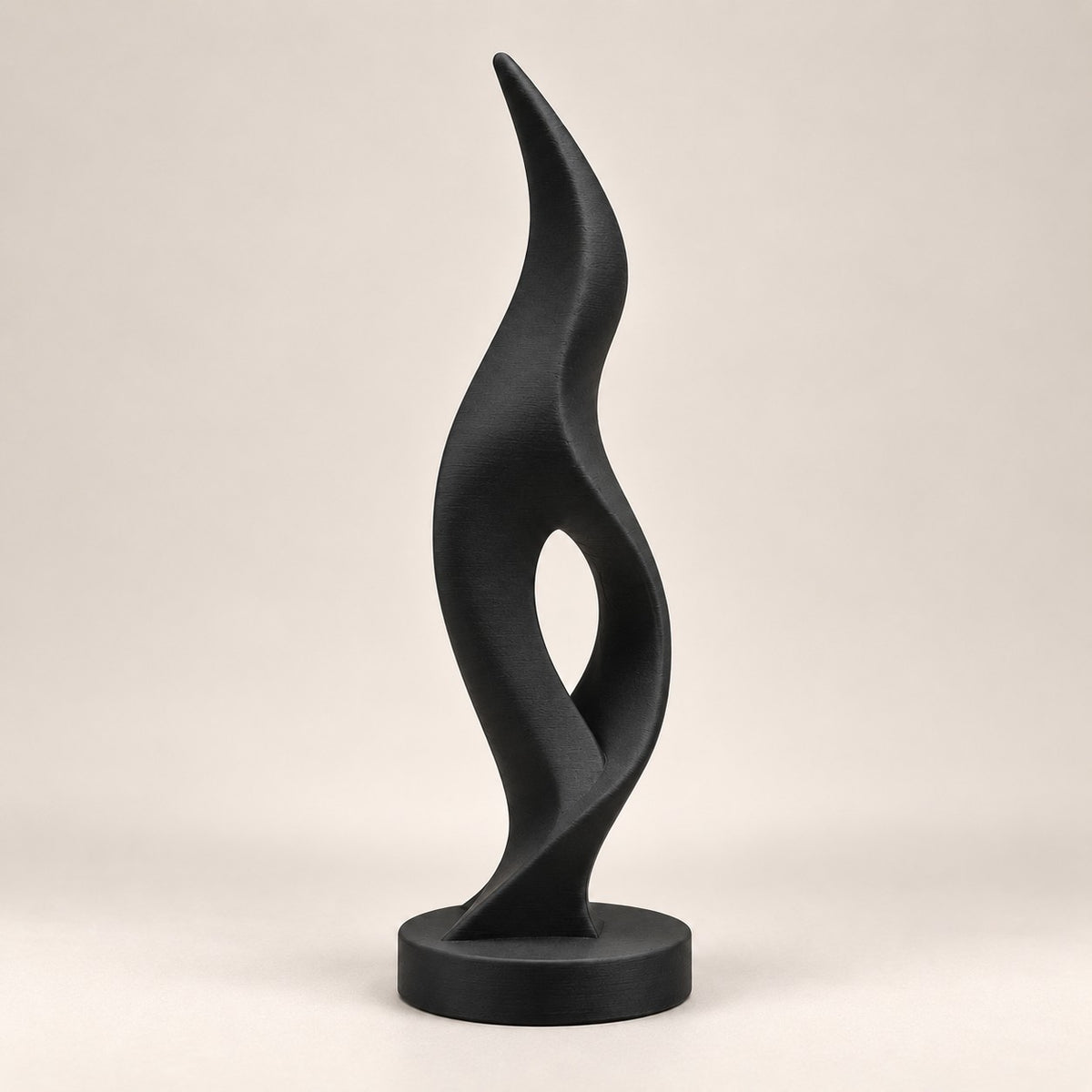 Flame Sculpture | Modern Abstract 3D Printed Twisted Flame Statue | Minimalist Shelf Decor