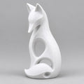 Sitting Fox Sculpture | Modern Abstract 3D Printed Fox Statue with Curled Tail | Woodland Decor
