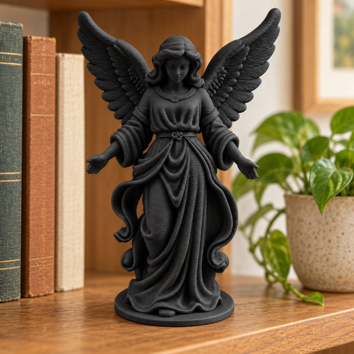 Angel Sculpture | 3D Printed Guardian Angel Statue with Open Arms | Memorial & Sympathy Gift