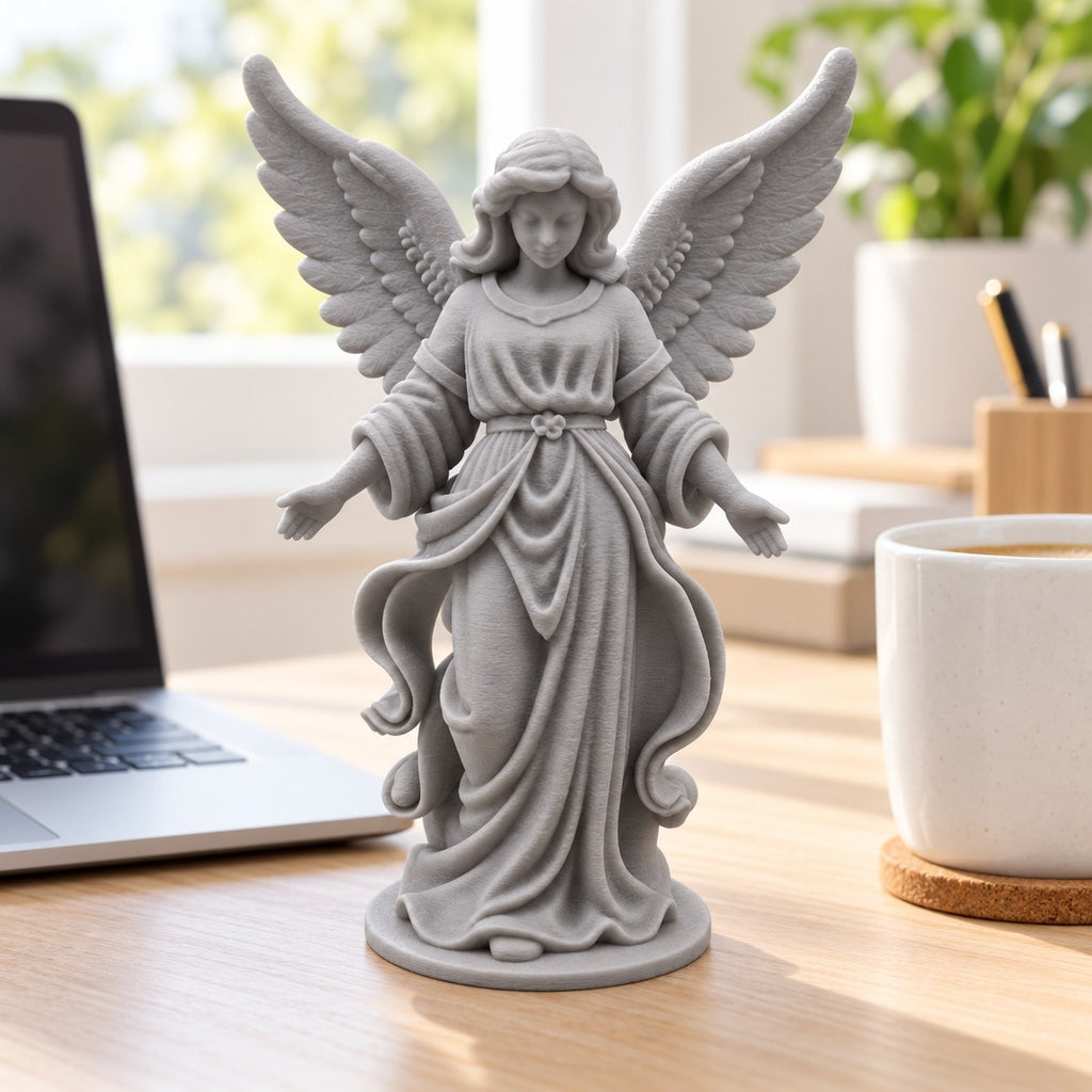 Angel Sculpture | 3D Printed Guardian Angel Statue with Open Arms | Memorial & Sympathy Gift