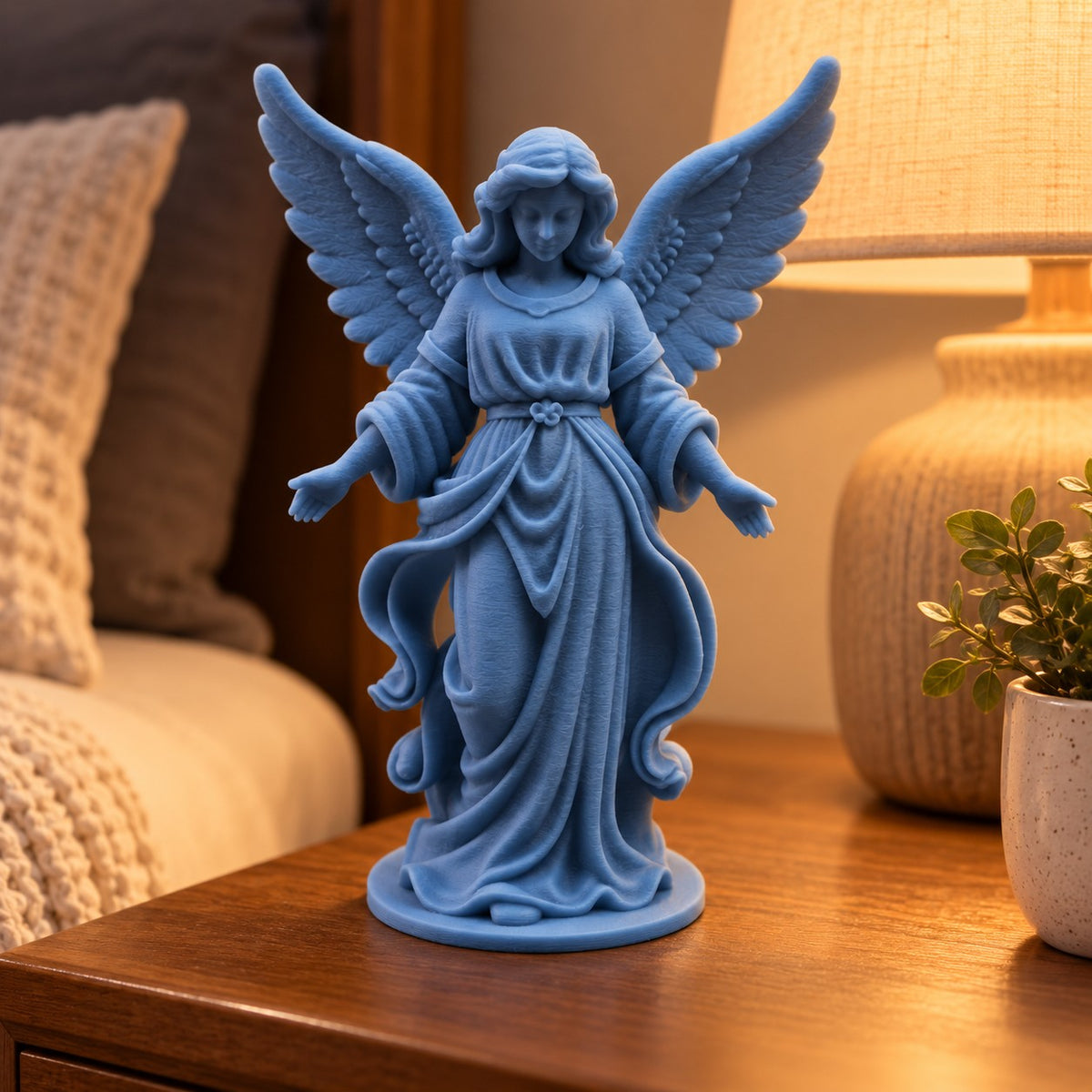 Angel Sculpture | 3D Printed Guardian Angel Statue with Open Arms | Memorial & Sympathy Gift
