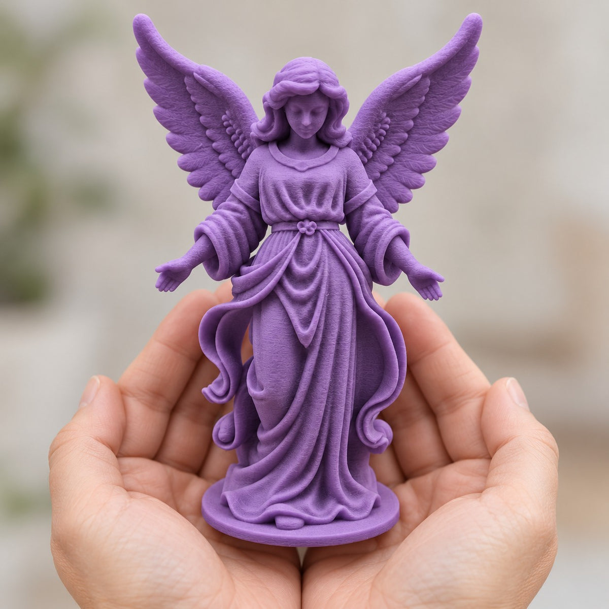 Angel Sculpture | 3D Printed Guardian Angel Statue with Open Arms | Memorial & Sympathy Gift