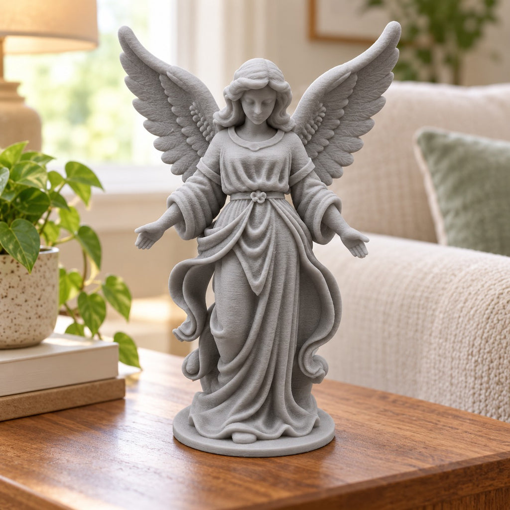 Angel Sculpture | 3D Printed Guardian Angel Statue with Open Arms | Memorial & Sympathy Gift