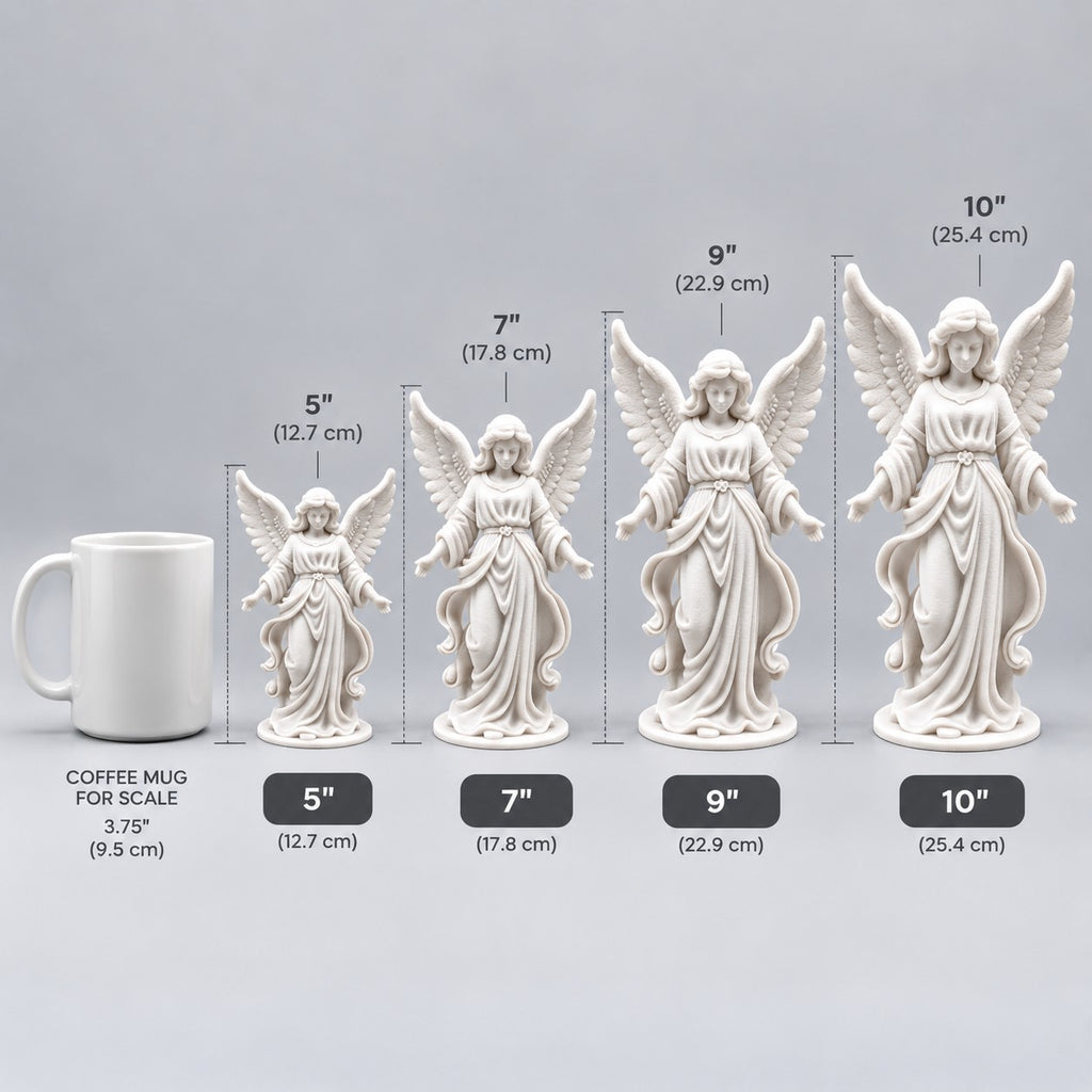 Angel Sculpture | 3D Printed Guardian Angel Statue with Open Arms | Memorial & Sympathy Gift