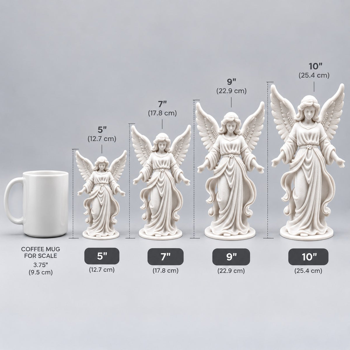 Angel Sculpture | 3D Printed Guardian Angel Statue with Open Arms | Memorial & Sympathy Gift