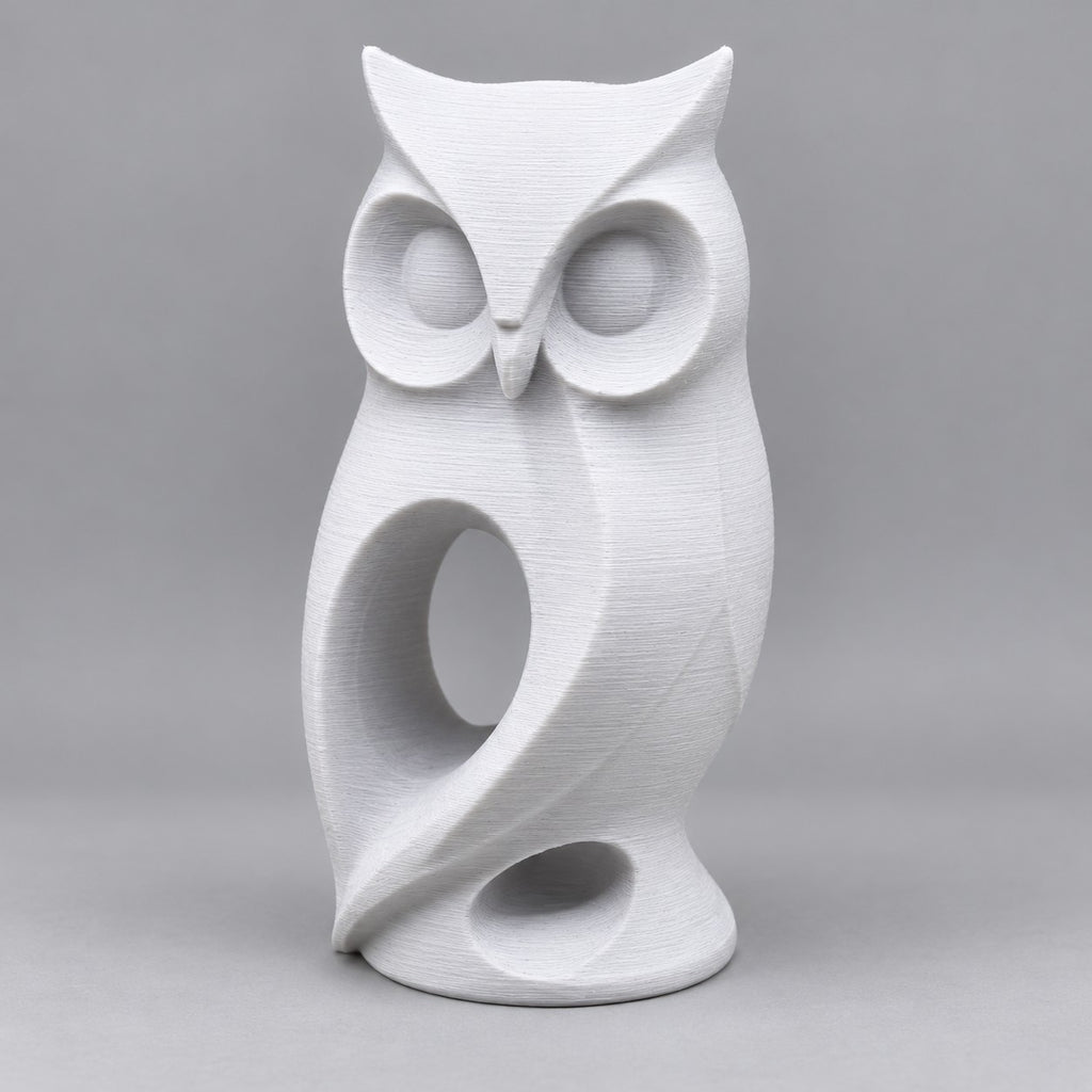 Owl Sculpture | Modern Abstract 3D Printed Owl Statue | Woodland Shelf & Desk Decor