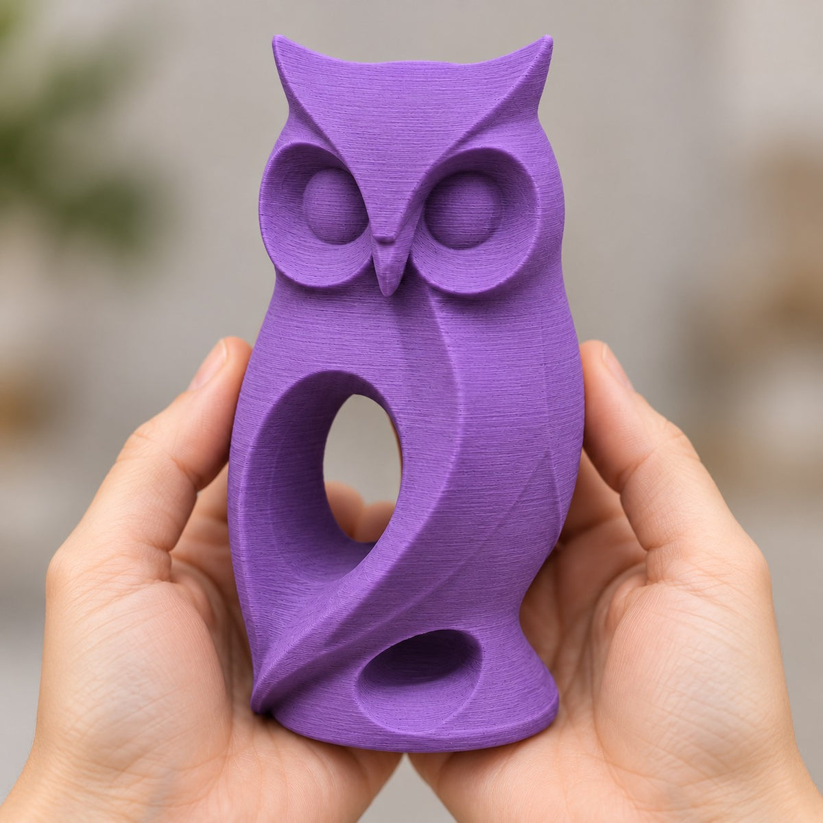 Owl Sculpture | Modern Abstract 3D Printed Owl Statue | Woodland Shelf & Desk Decor