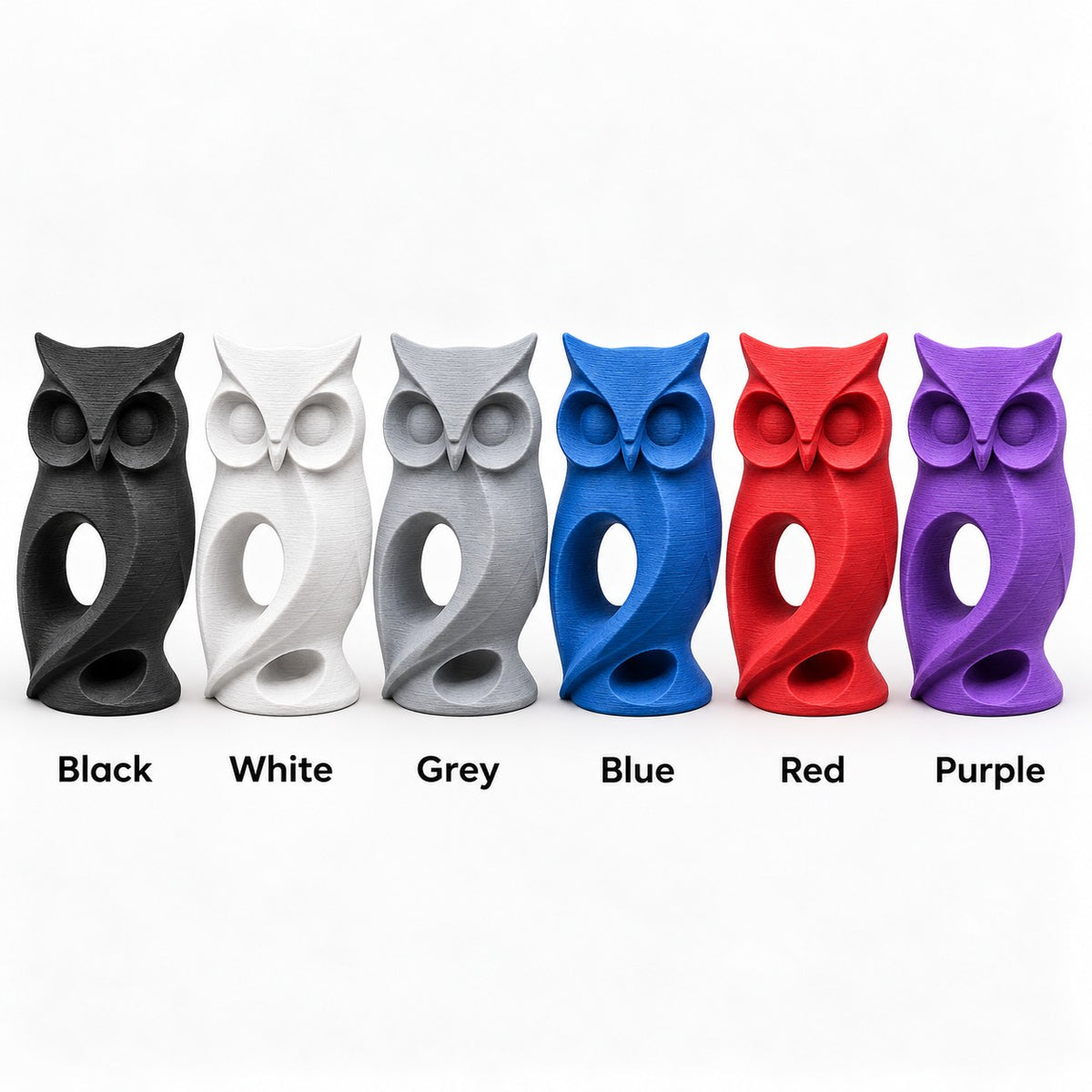 Owl Sculpture | Modern Abstract 3D Printed Owl Statue | Woodland Shelf & Desk Decor