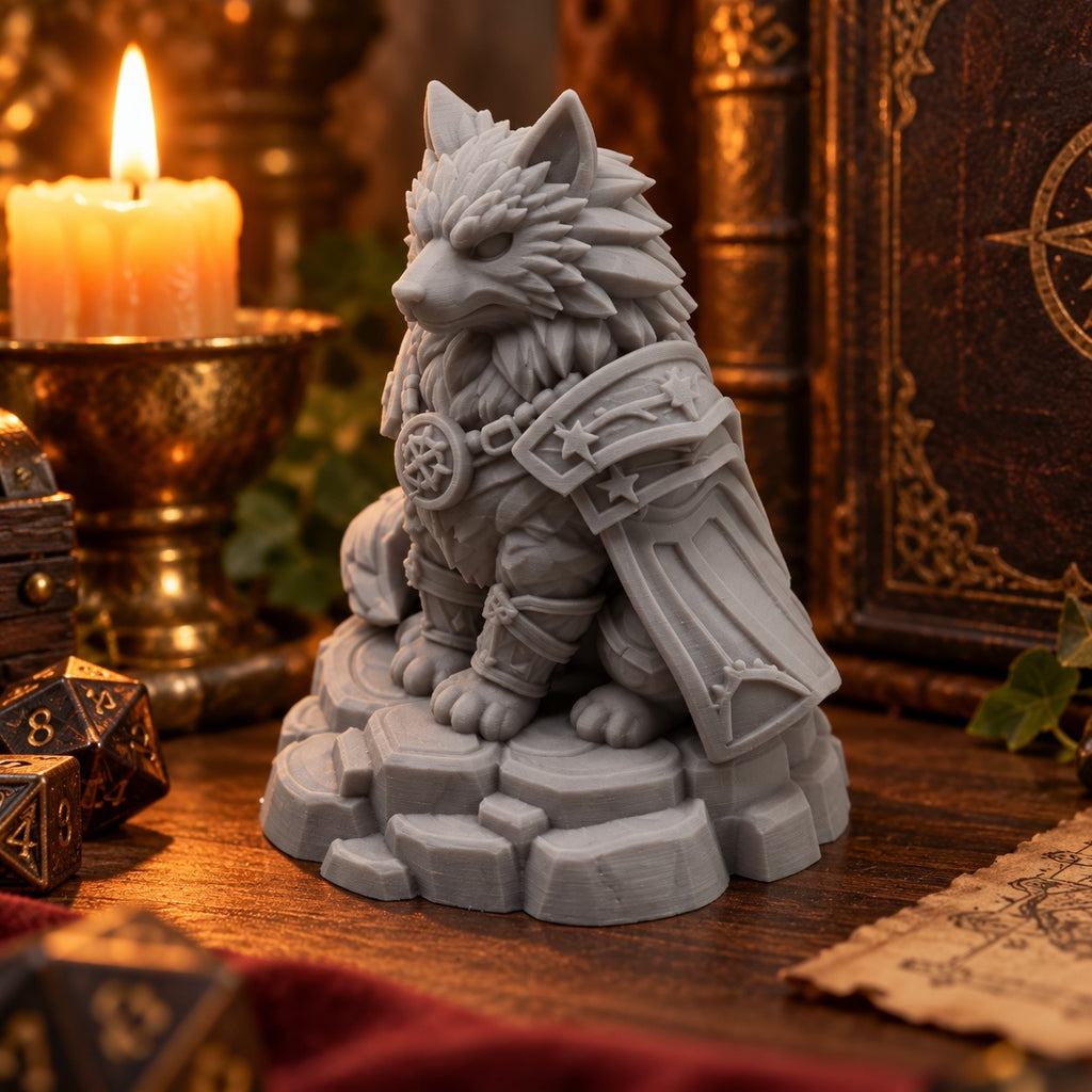 Armoured Cat Warrior Statue | 3D Printed Knight Cat Figurine | Fantasy Cat Lover Gift