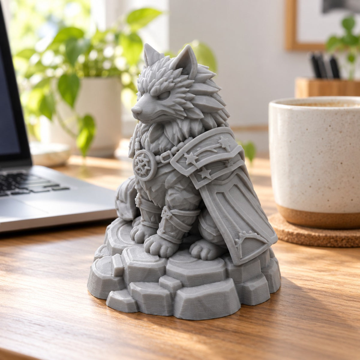 Armoured Cat Warrior Statue | 3D Printed Knight Cat Figurine | Fantasy Cat Lover Gift