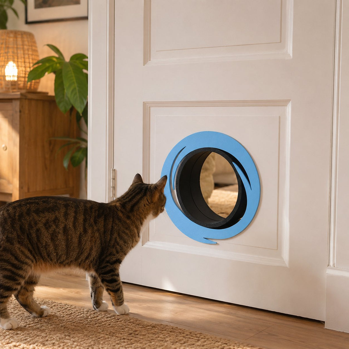 Orange and blue swirl cat portal, view 8 of 9
