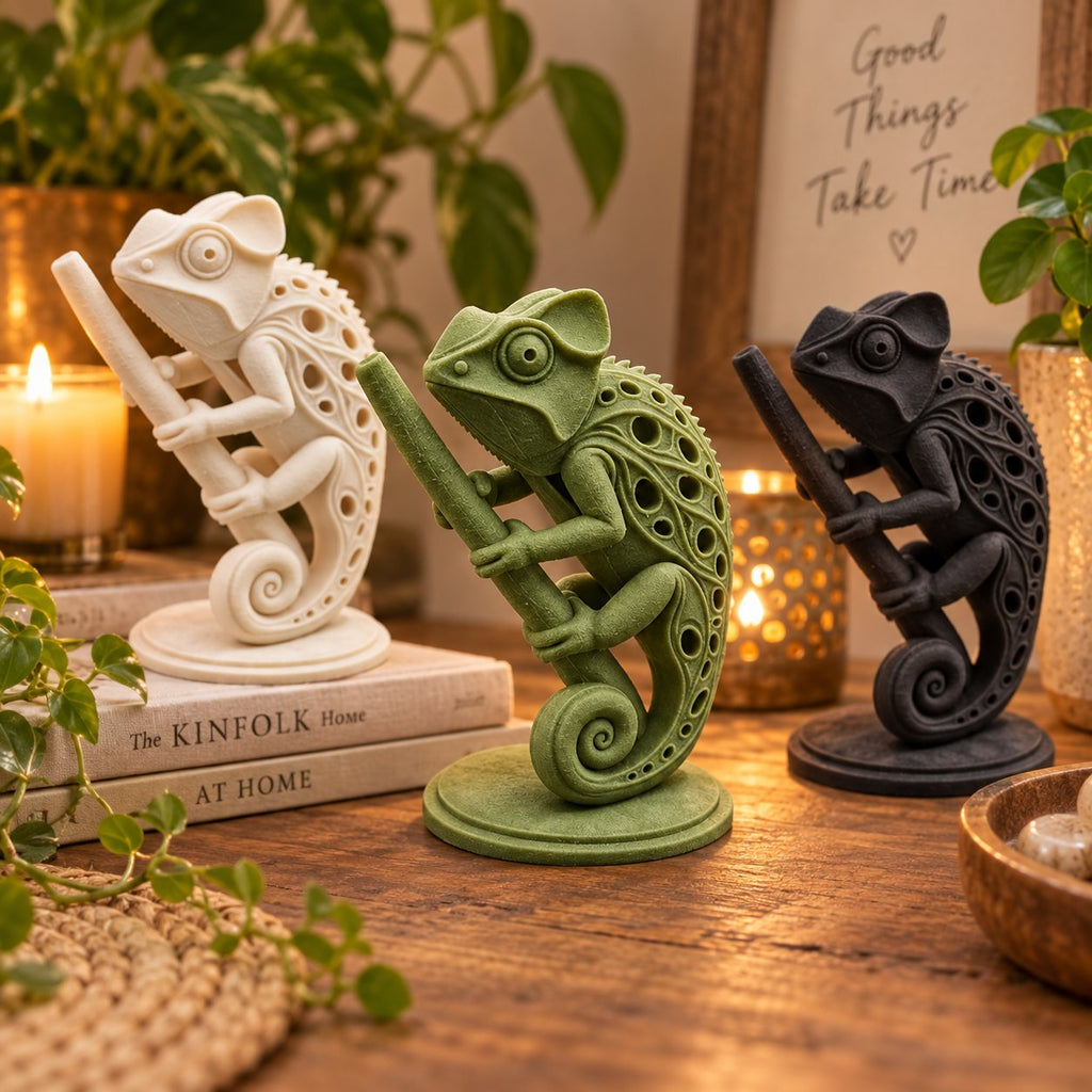 Modern abstract chameleon sculpture, view 5 of 10