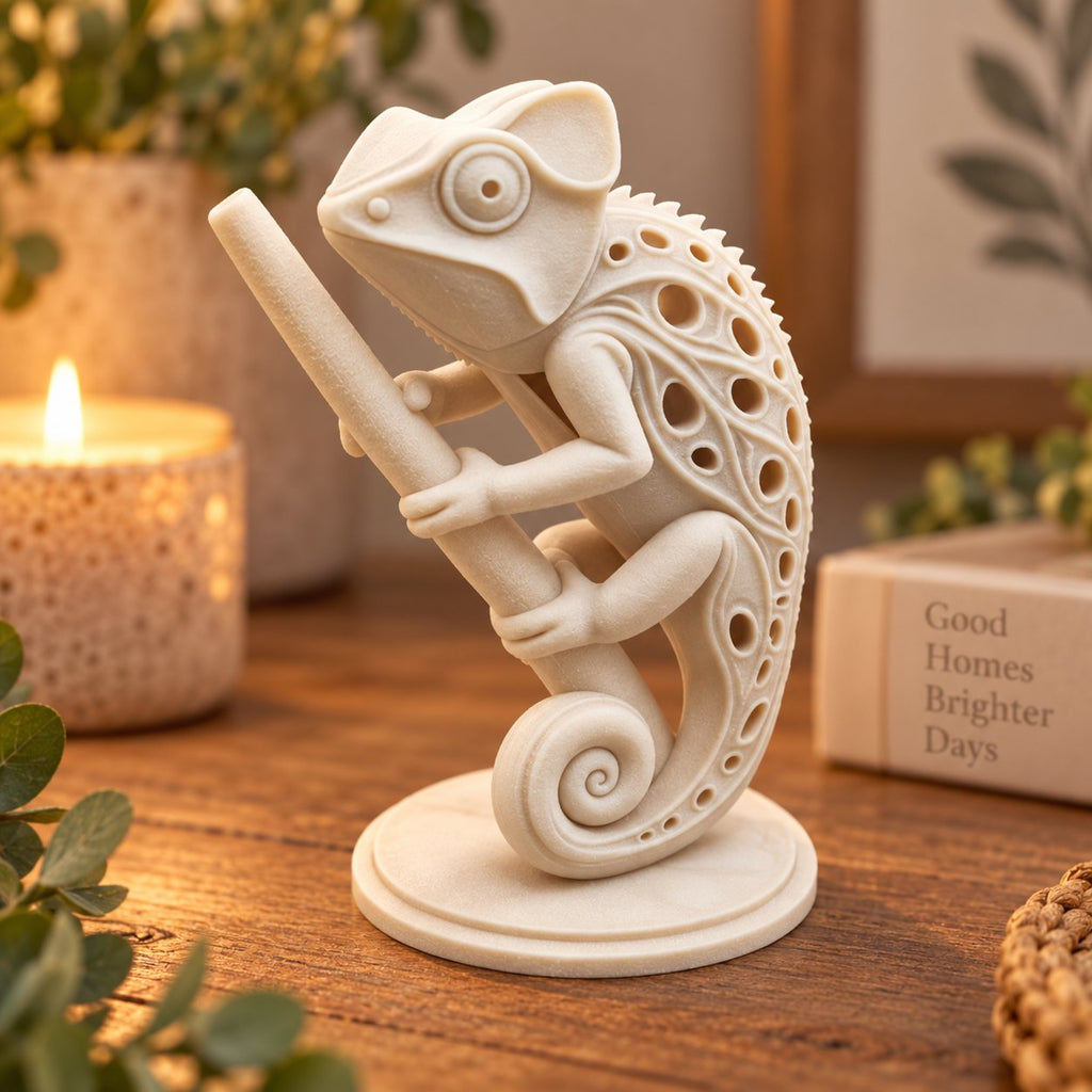 Modern abstract chameleon sculpture, view 7 of 10