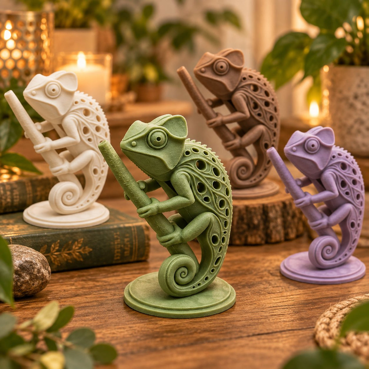 Modern abstract chameleon sculpture, view 9 of 10