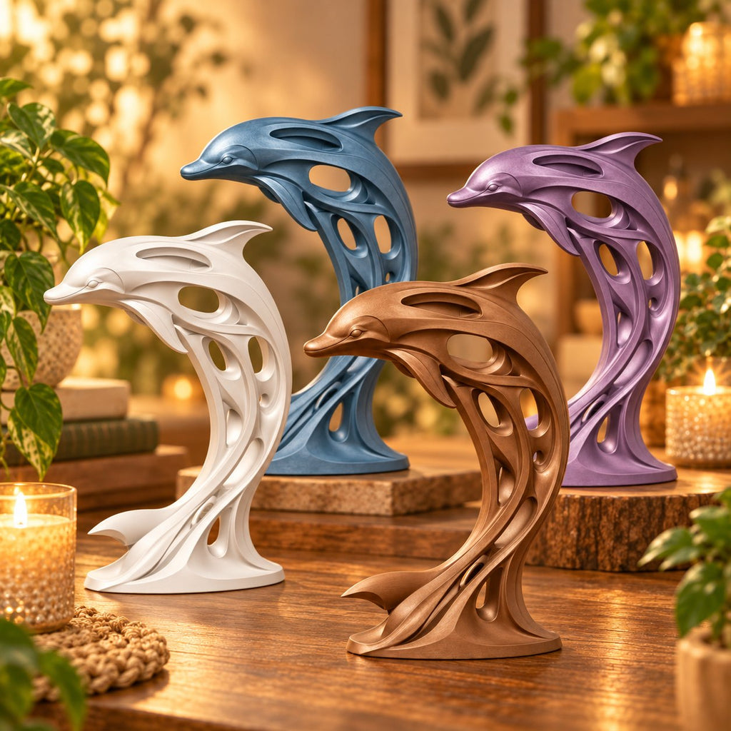 Modern abstract dolphin sculpture, view 10 of 11