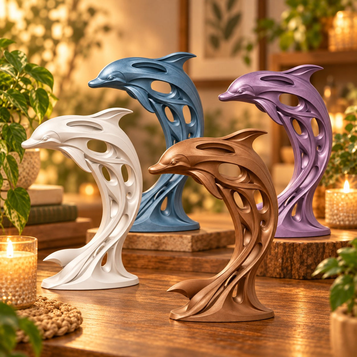Modern abstract dolphin sculpture, view 10 of 11