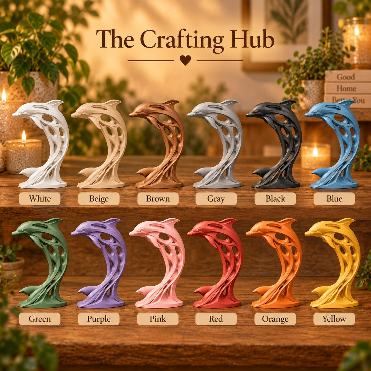 Modern abstract dolphin sculpture, handmade 3D print by The Crafting Hub