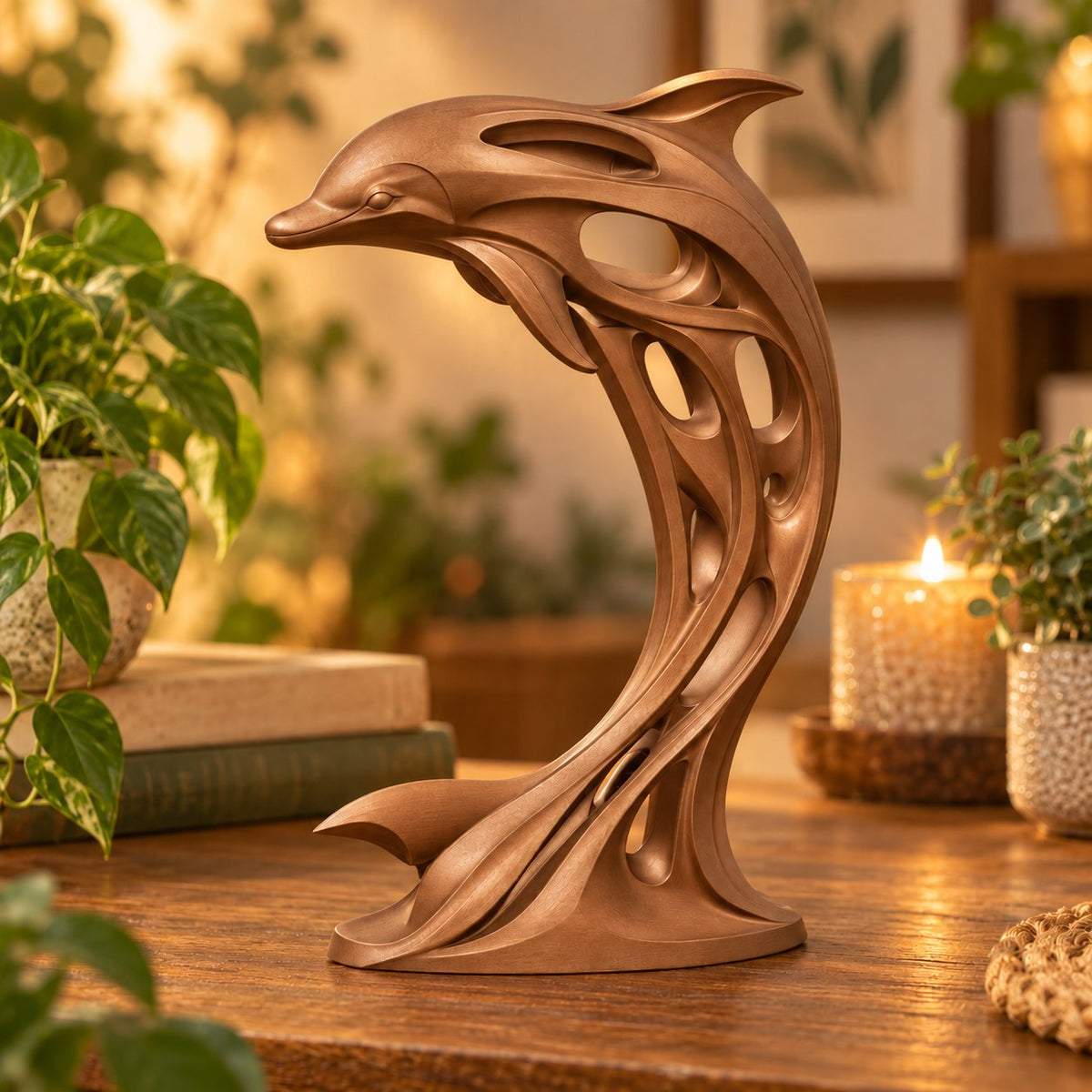 Modern abstract dolphin sculpture, view 5 of 11