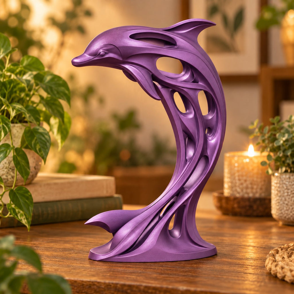 Modern abstract dolphin sculpture, view 7 of 11