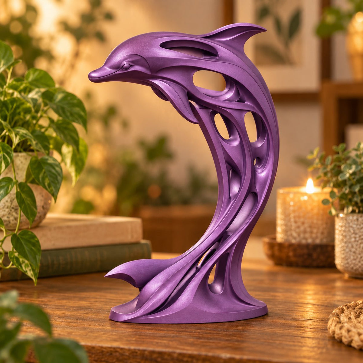 Modern abstract dolphin sculpture, view 7 of 11