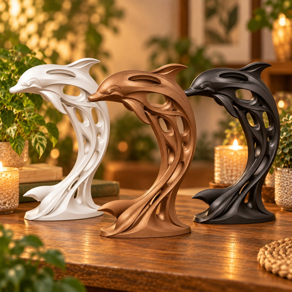 Modern abstract dolphin sculpture, view 8 of 11