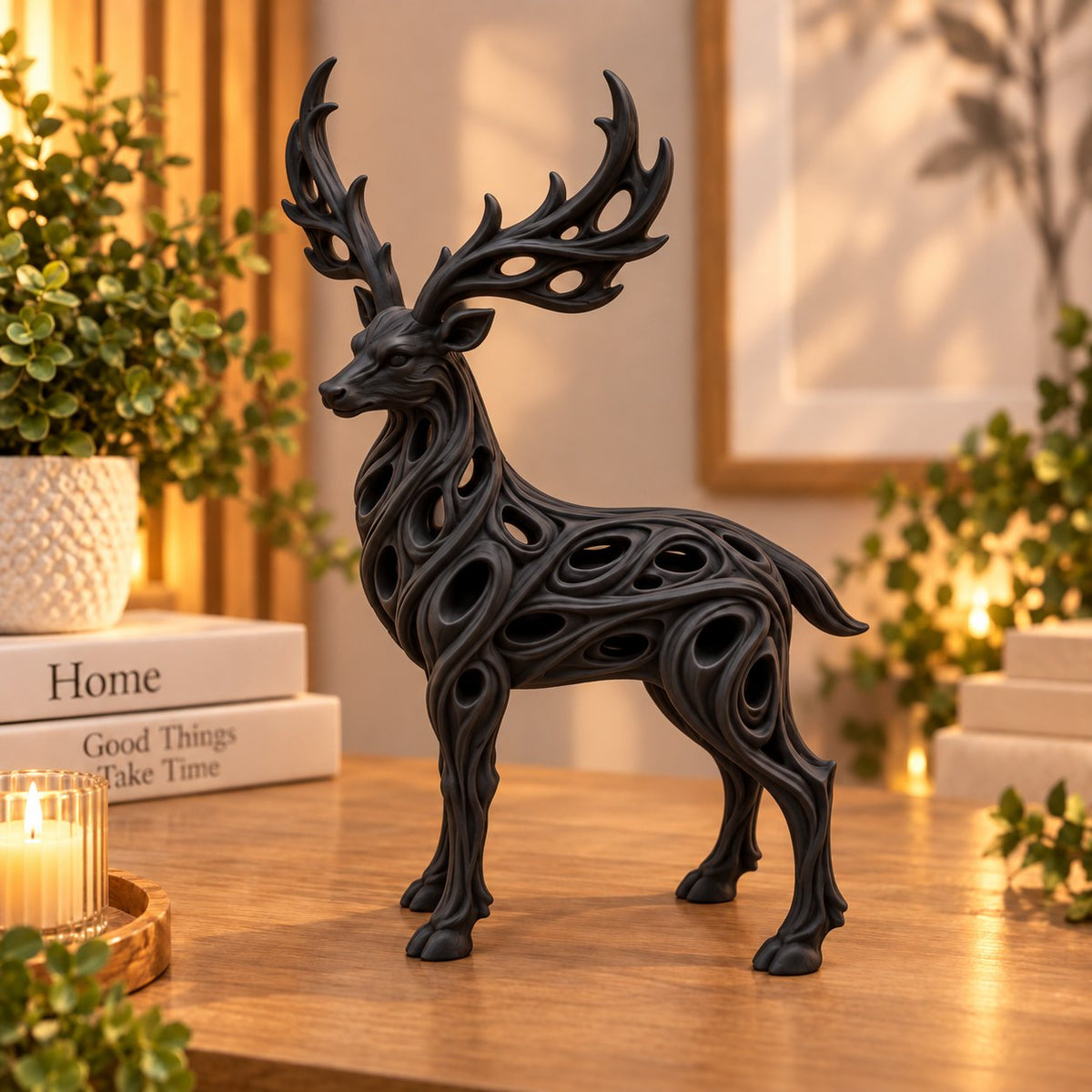 Modern abstract elk sculpture, view 7 of 11