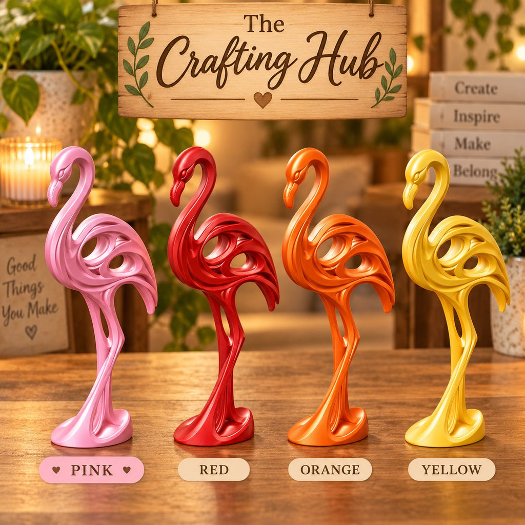 Modern abstract flamingo sculpture, view 5 of 11