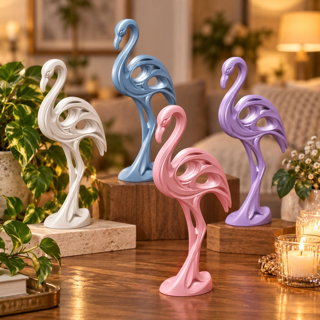 Modern abstract flamingo sculpture, view 6 of 11