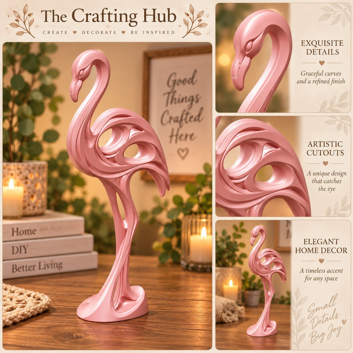 Modern abstract flamingo sculpture, view 7 of 11