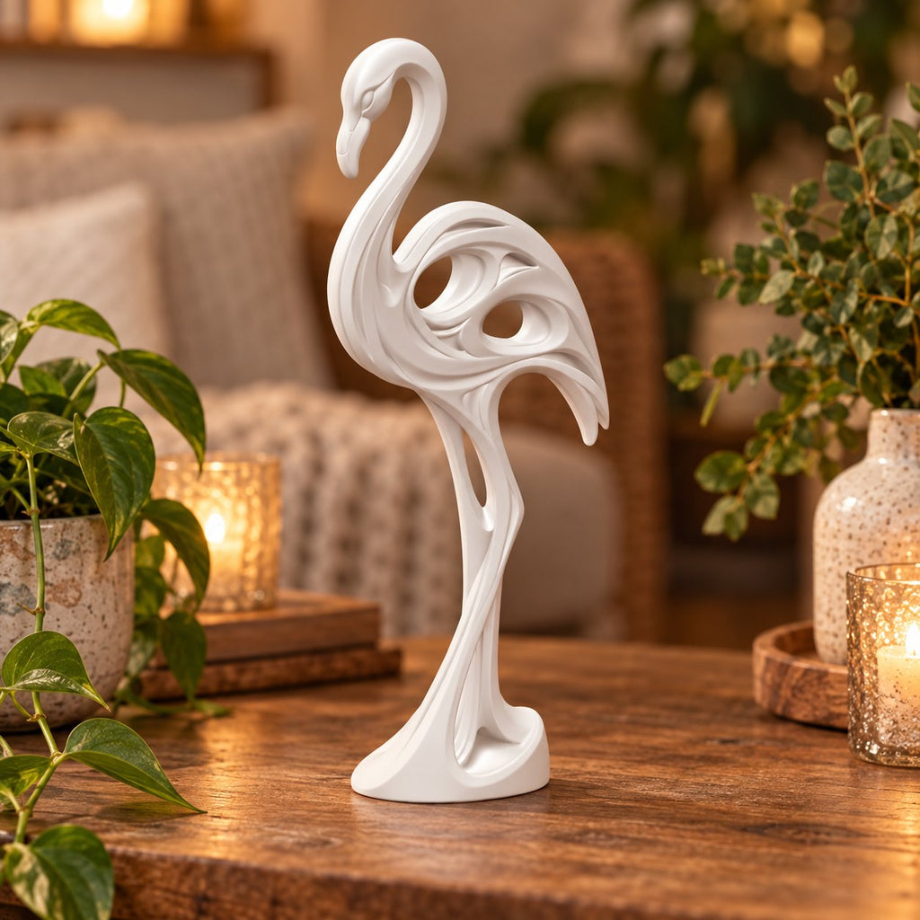 Modern abstract flamingo sculpture, view 8 of 11