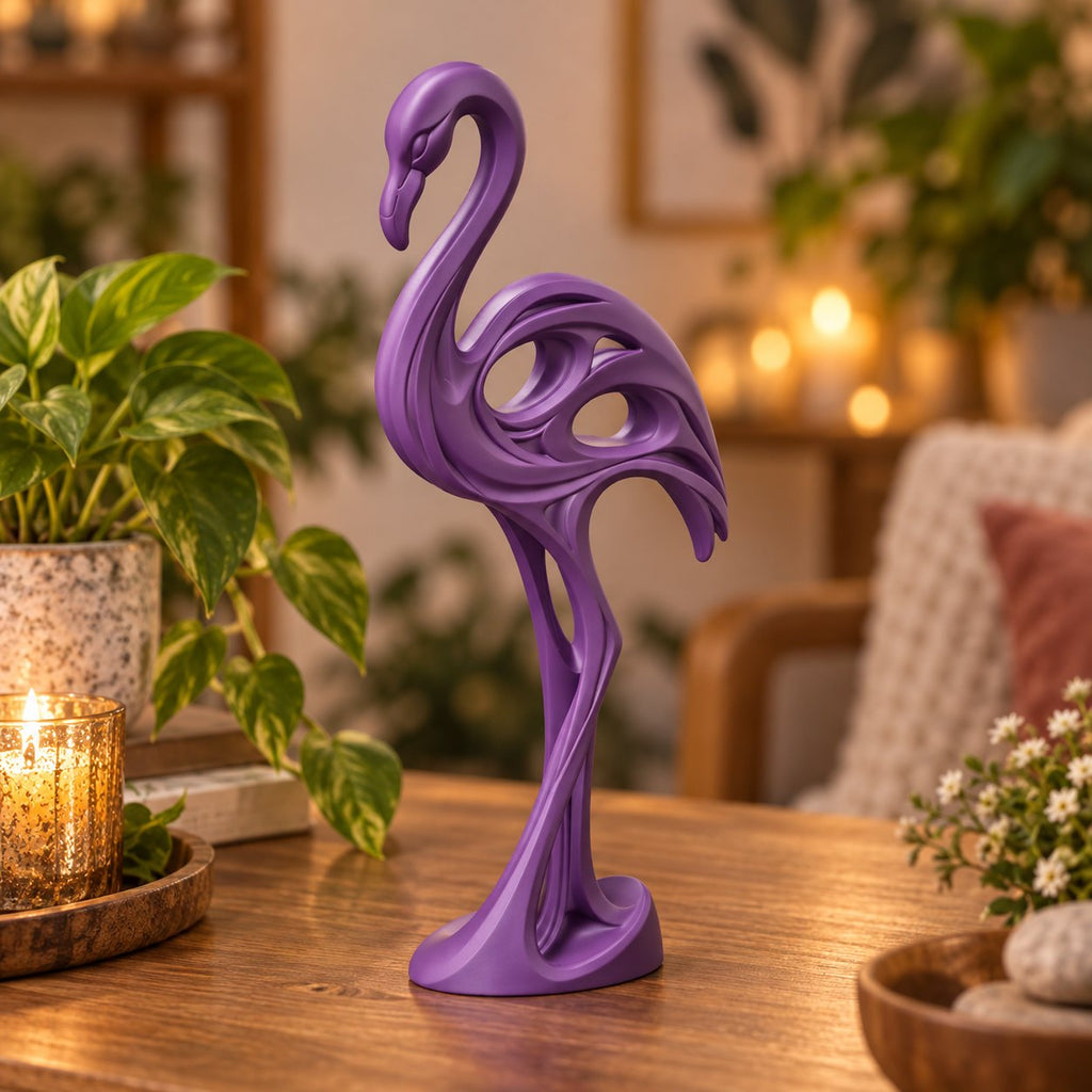 Modern abstract flamingo sculpture, view 9 of 11