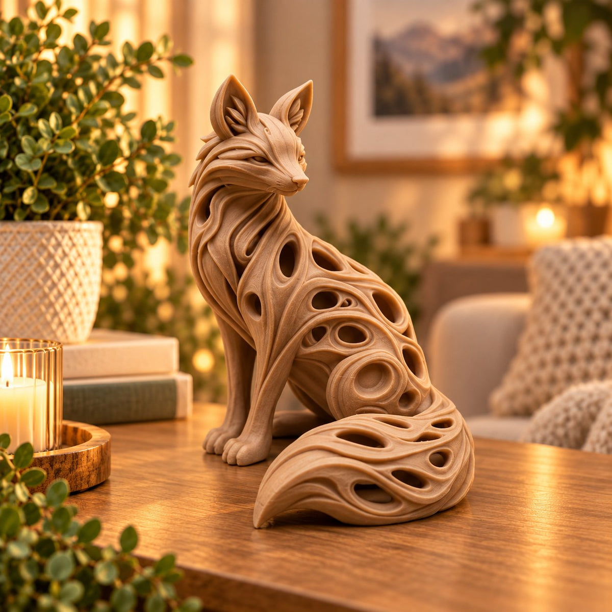 Modern abstract fox sculpture, view 5 of 10