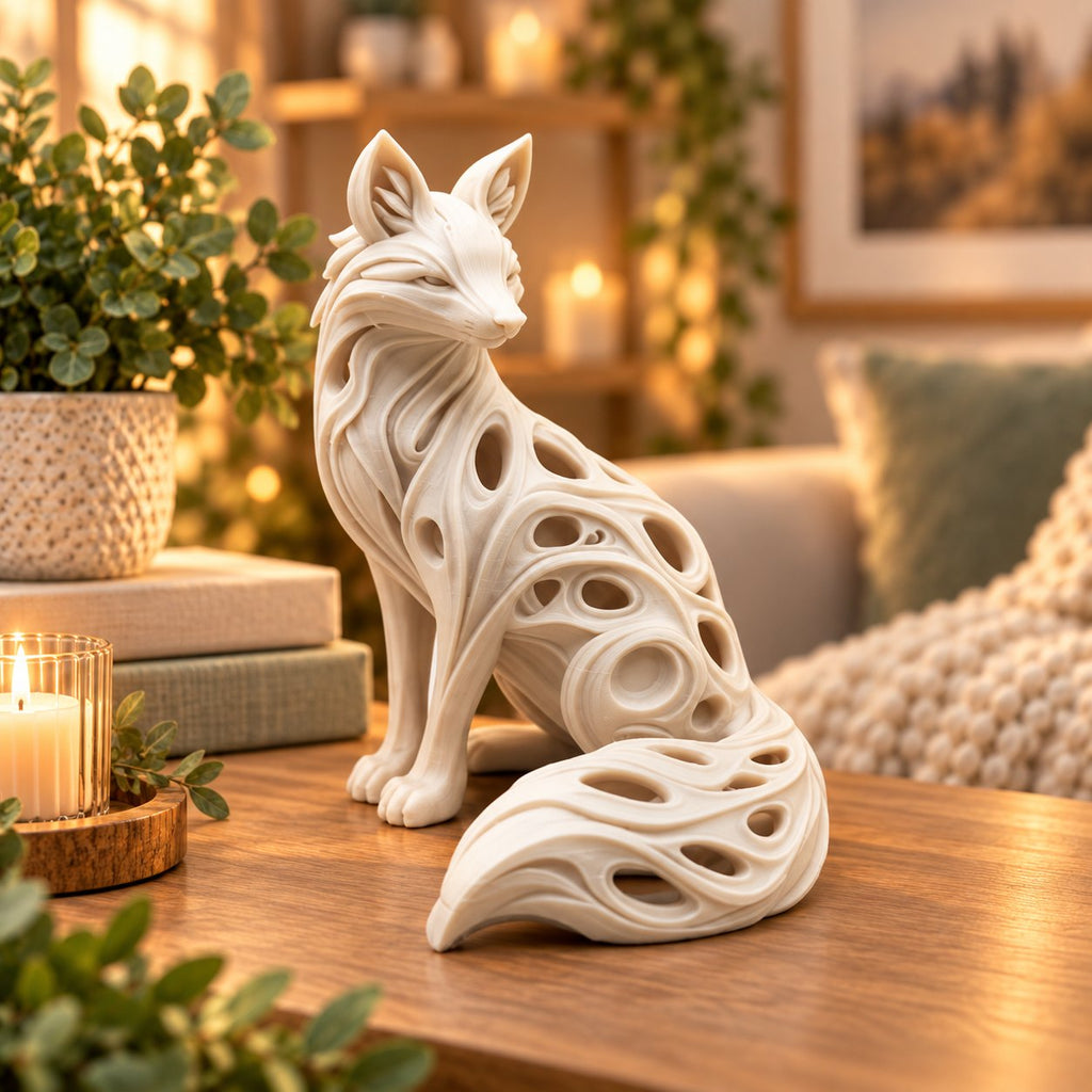 Modern abstract fox sculpture, view 6 of 10