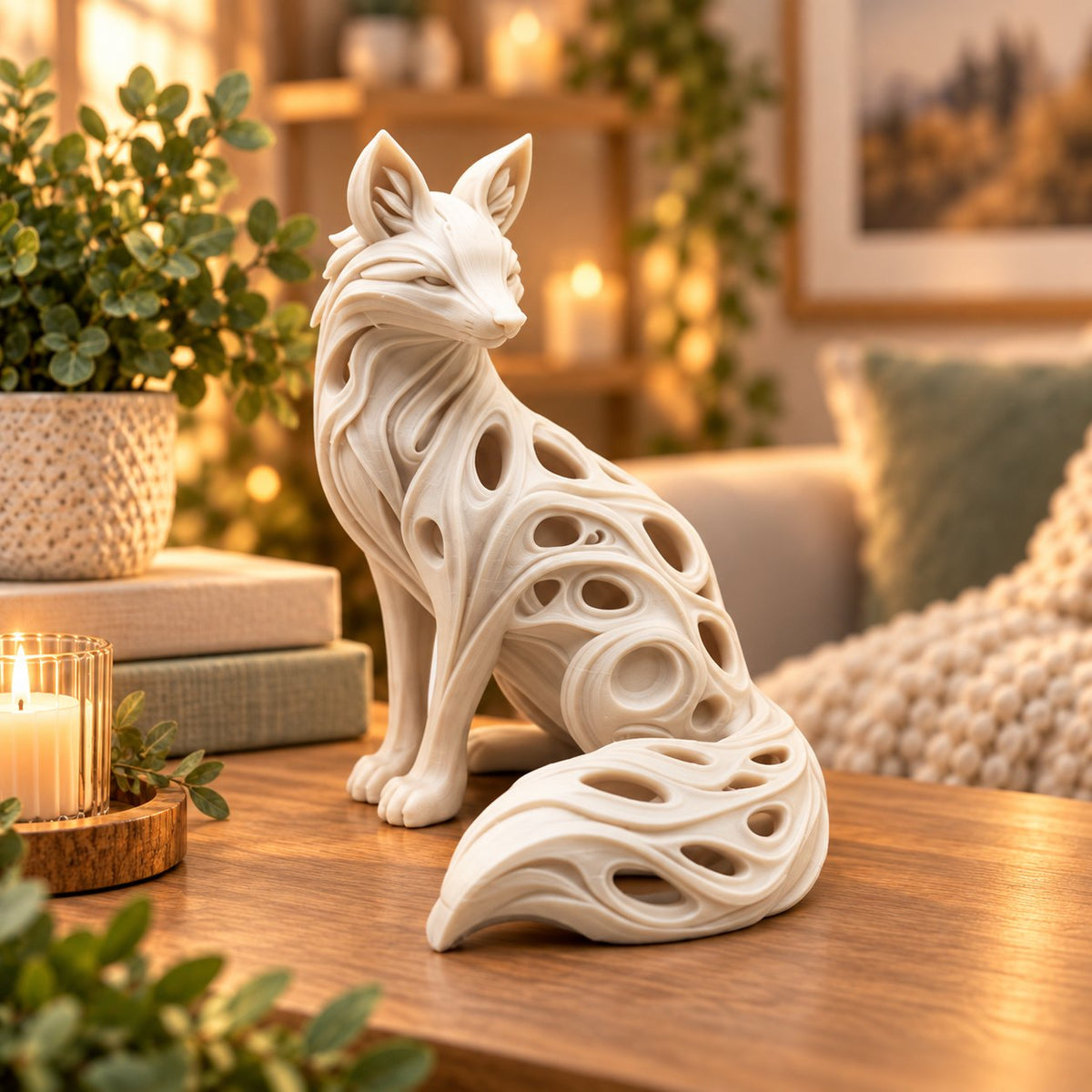 Modern abstract fox sculpture, view 6 of 10
