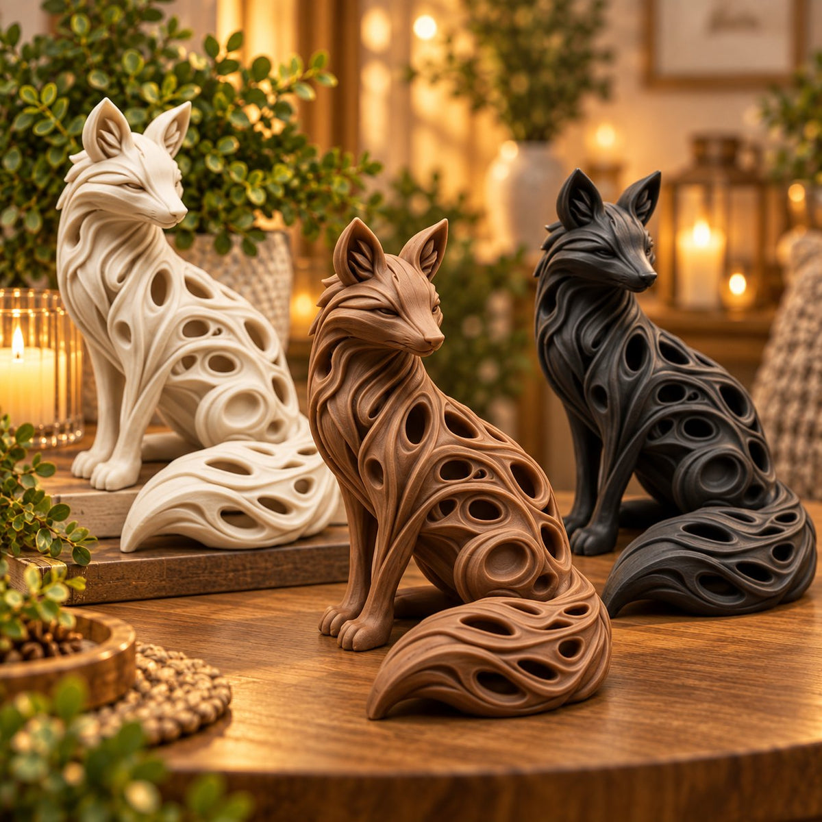 Modern abstract fox sculpture, view 8 of 10