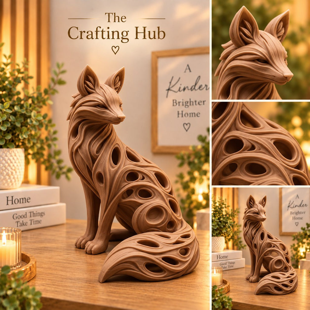 Modern abstract fox sculpture, view 9 of 10
