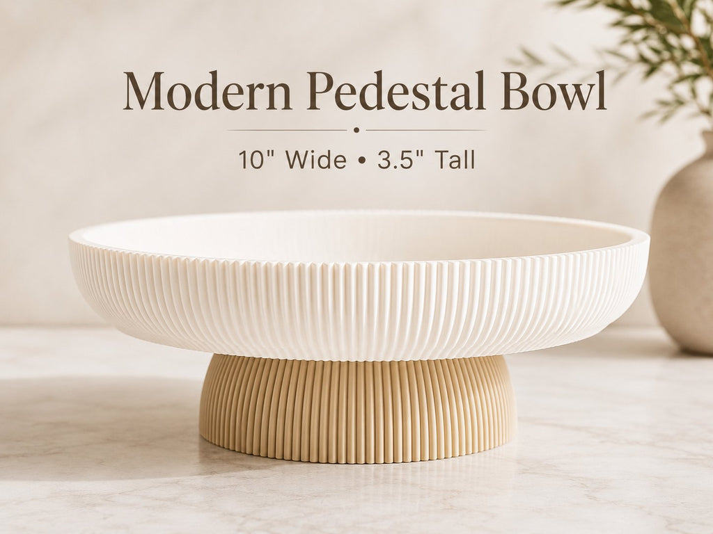 Ribbed pedestal fruit bowl, handmade 3D print by The Crafting Hub