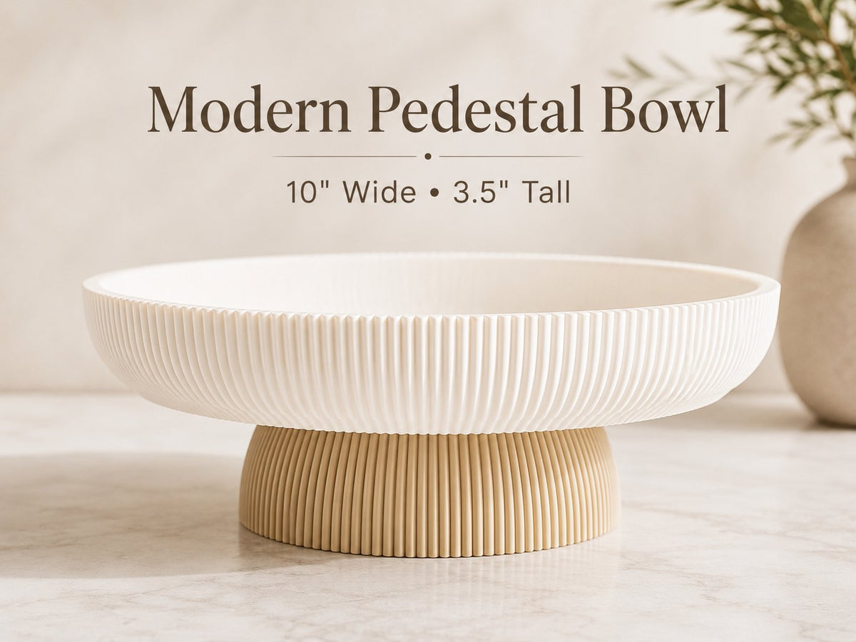 Ribbed pedestal fruit bowl, handmade 3D print by The Crafting Hub