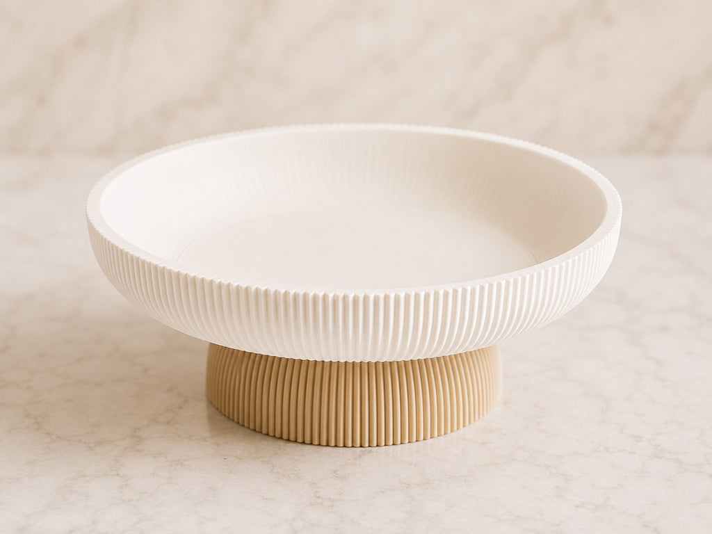 Ribbed pedestal fruit bowl, view 2 of 9
