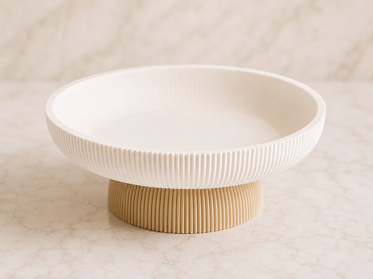 Ribbed pedestal fruit bowl, view 2 of 9