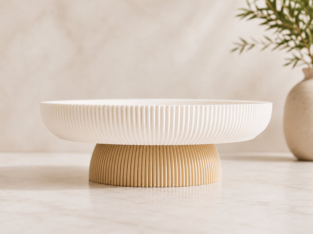 Ribbed pedestal fruit bowl, view 4 of 9