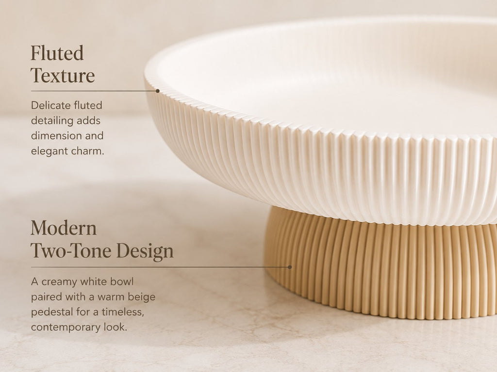 Ribbed pedestal fruit bowl, view 6 of 9